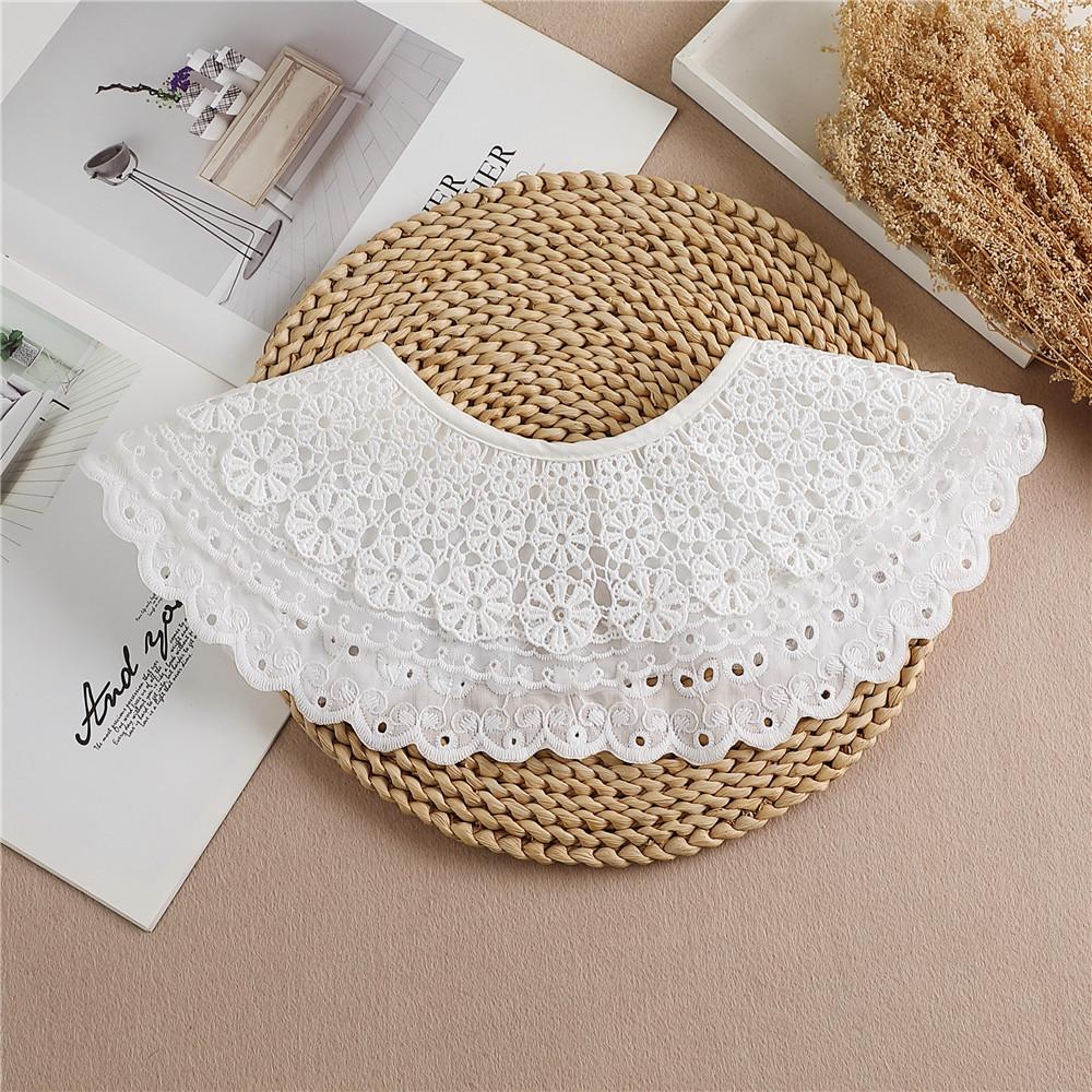 Women Lace Floral Embroidered Fake Collar Shawl Half-shirt Blouse Bowknots Detachable Fake Collars Faux Collar Dropship