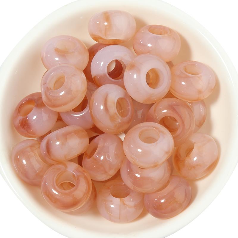 50pcs/lot Colorful Round Acrylic Beads Big Hole Loose Spacer Beads For Jewelry Making DIY Necklaces Bracelets Accessories