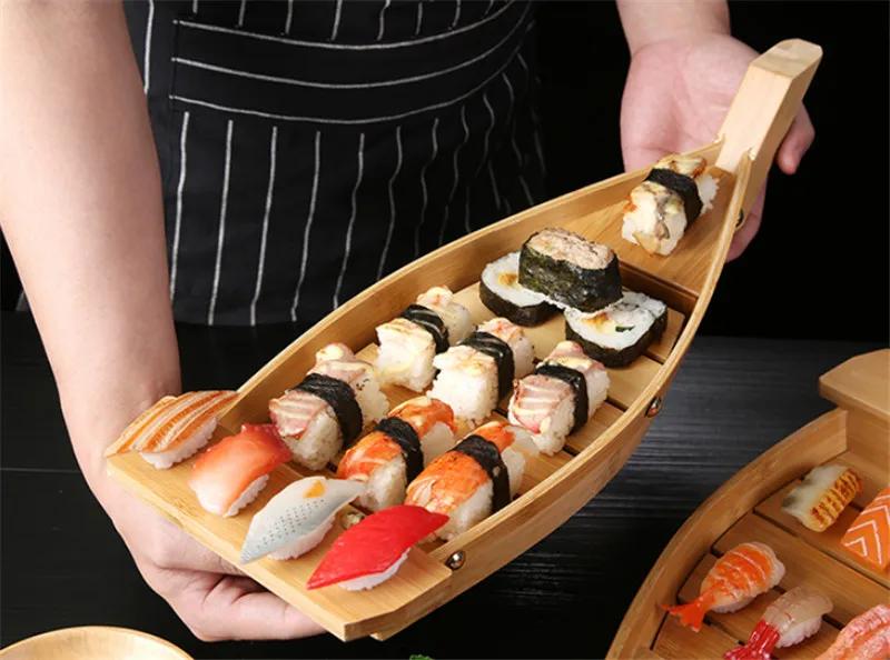 Японская кухня Суши-лодки Суши морепродукты Инструменты бамбук Дерево Ручная работа Корабль Сашими Ассорти Холодные блюда Посуда Бар Поставщики