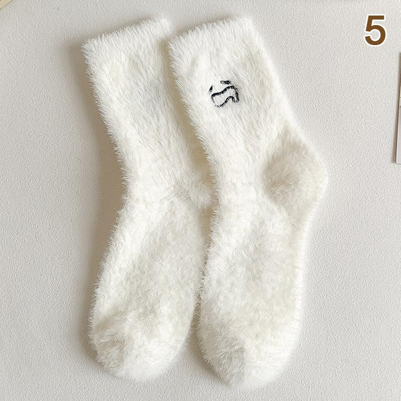 1 пара сплошных уютных носков из меха норки, женские осенне-зимние чулочно-носочные изделия, утолщенные теплые носки для сна, пола, дома, пушистые носки Kawaii