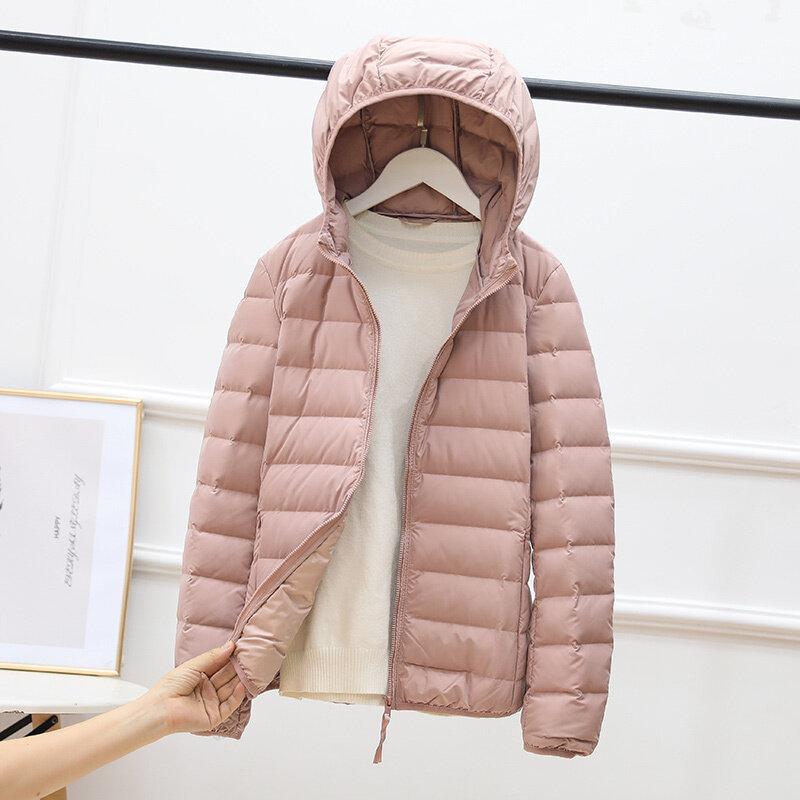Autumn and Winter New Seamless Light Down Jacket Women's Short Hooded Fashion Korean Version Slim Thin Women's Coat