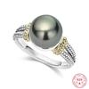 100% S925 Silver Black Pearl Ring for Women Wedding Gemstone Silver 925 Jewelry Pearl Ring Women Box