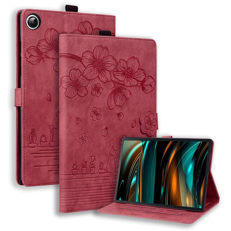 Чехол для Samsung Galaxy Tab A9 Plus 11 дюймов 2023 чехол с тиснением 3D Flower Cat Wallet Stand Cover для Galaxy Tab A9 Plus чехол Funda