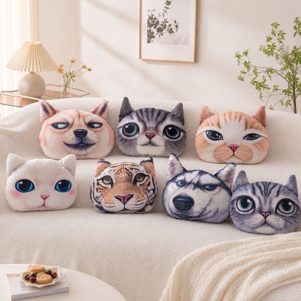 3D 40CM Cat Dog Head Pillow Cushion Realistic Car Seat Cushion Multipurpose