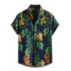 Mens Fashion Ethnic Short Sleeve Casual Printing Hawaiian Shirt Blouse T-shirt