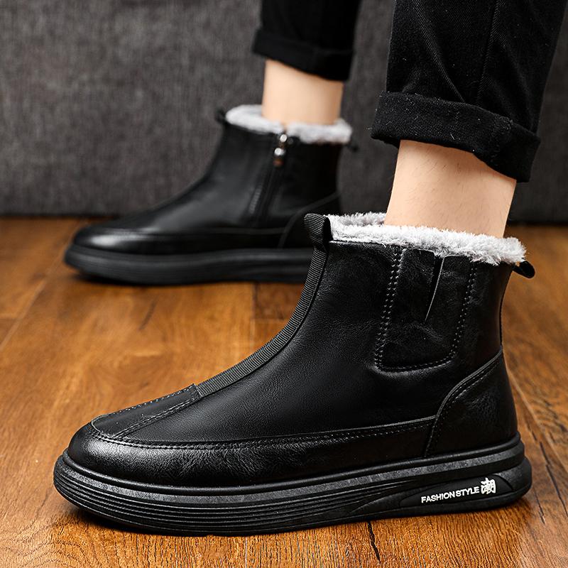 Зимние мужские ботинки slip on plush теплые зимние ботинки мужские рабочие повседневные туфли высокие черные зимние ботинки мужские с мехом зимняя обувь