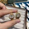Французские ретро полые серьги-гвоздики с сохранением цвета и дизайном в виде капли воды с цирконом