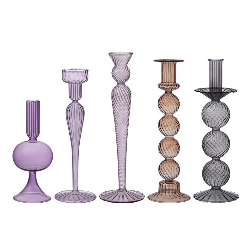 1 шт. подсвечники для чайных свечей для свадебного декора, фиолетовые, серые, коричневые, реквизит для ужина при свечах, 5 стилей