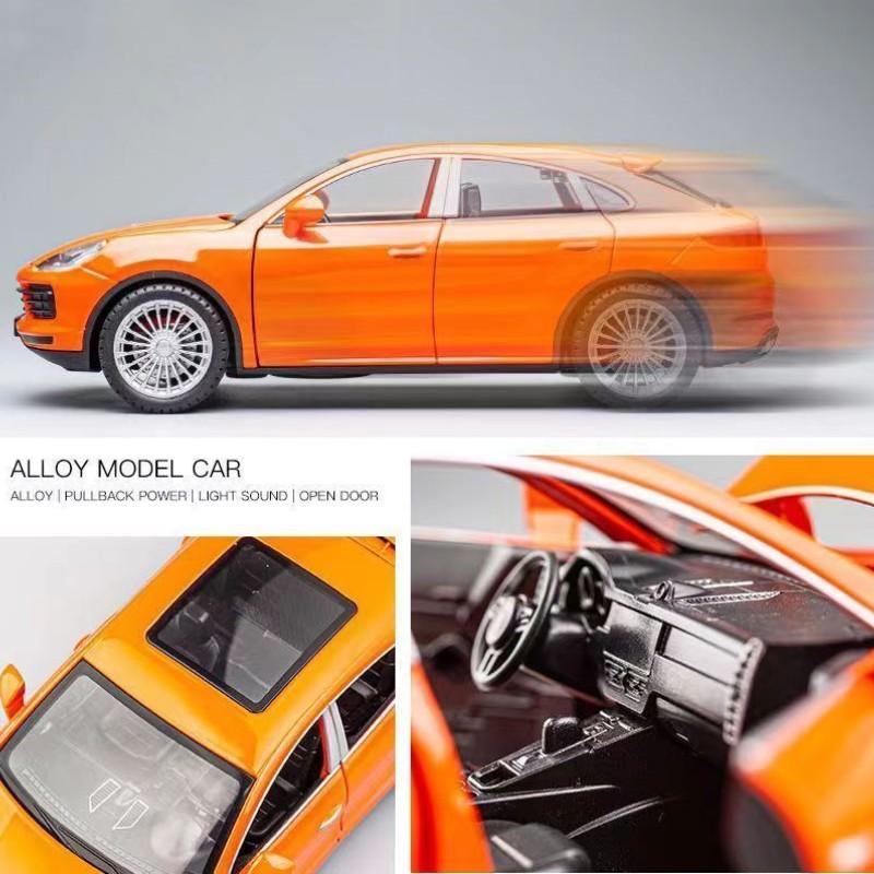 1/24 Porsche Cayenne S SUV Модель автомобиля из литого металла Моделирование Звук Свет Игрушки Коллекционные предметы Подарки на день рождения для детей
