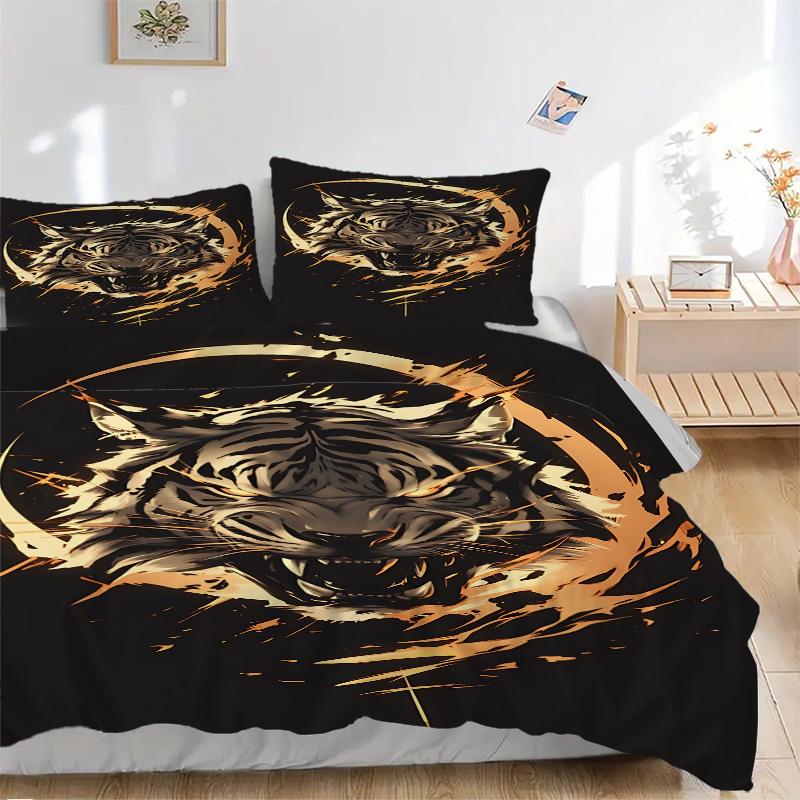 3pcs Tiger Head Bedding Set. Soft and Comfortable with No Core Included (1x Duvet Cover + 2x Pillow Covers) yy251009143