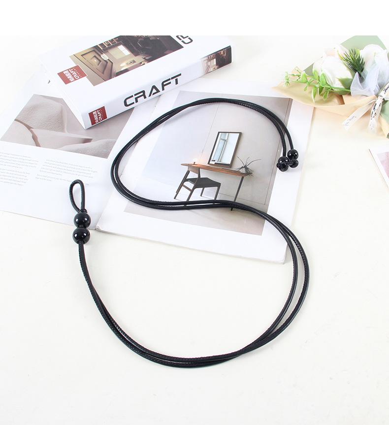 Новый китайский стиль поясная веревка тонкий ремень для женщин этнический стиль кожаная веревка бисерное платье длинная веревка завязанная поясная цепочка ювелирные изделия