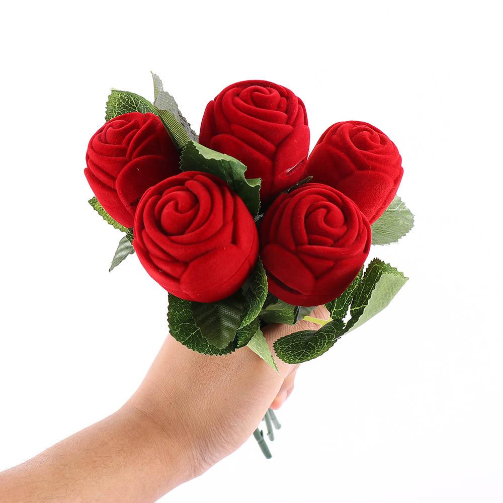 Romantic Storage Earring Engagement Pendant Red Velvet Necklace Wedding Ring Gift Jewelry Rose