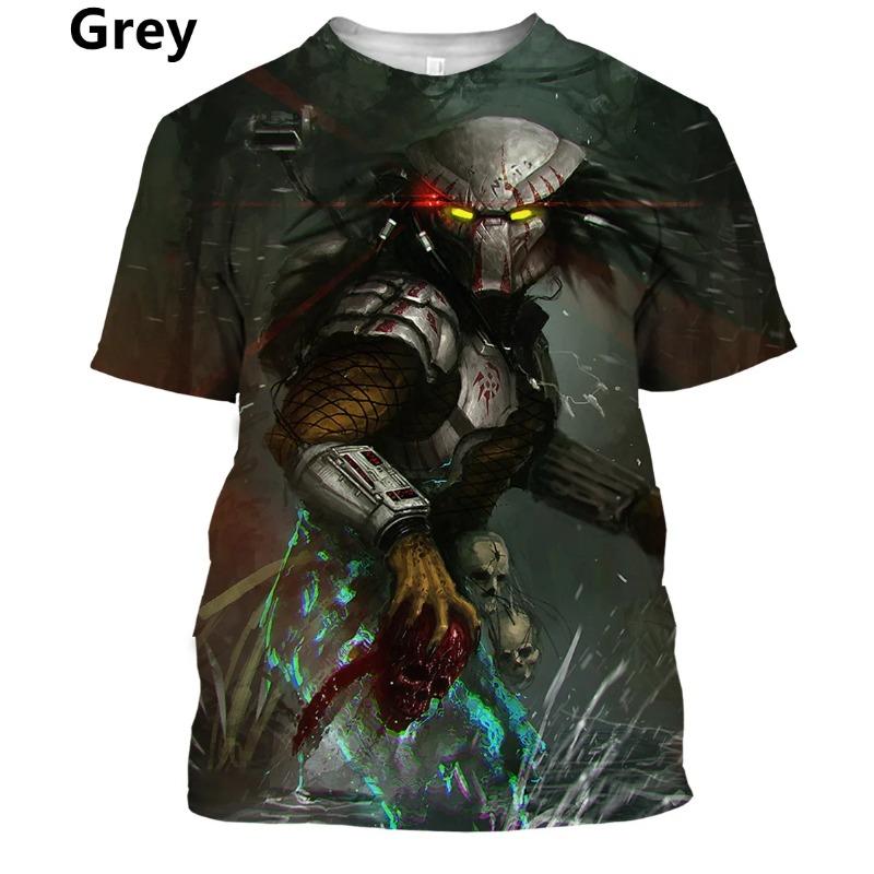 Новая летняя футболка с принтом «Хищник» 3D, повседневная, смешная, для мужчин и женщин, с короткими рукавами, свободная одежда, топы, футболки, дышащие и классные