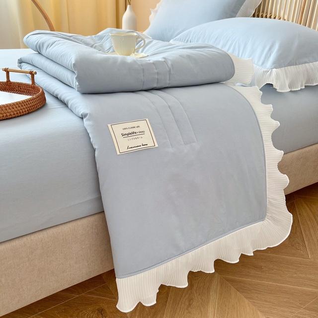 Summer Solid Thin Quilt Washable Pink Skirt Summer Bedspreads For Double Bed Comforter Microfiber Lightweight Blanket