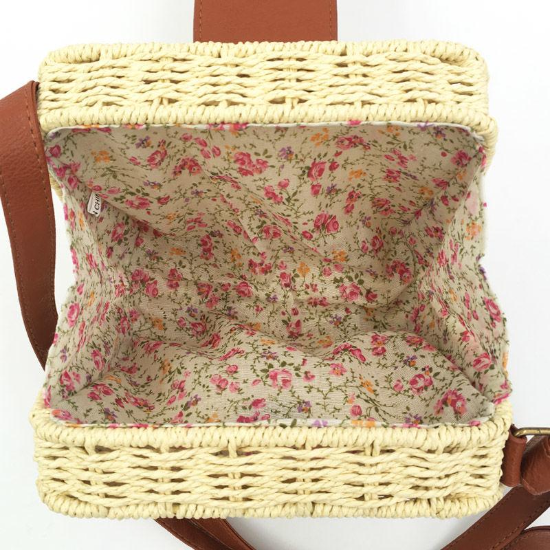 Yogodlns Летняя соломенная сумка через плечо, тканая сумка через плечо ручной работы, маленькая квадратная сумка, пляжная сумка, женская сумка для покупок, отпуск