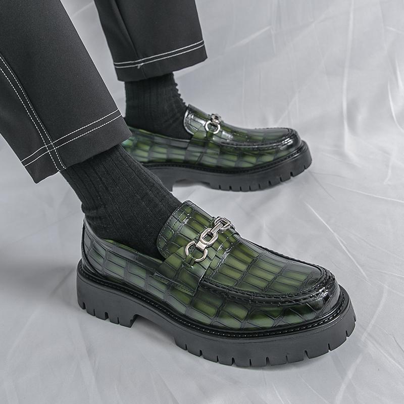 Fashion Fashion Men Thick Soled Loafers Shoes Slip-on Leather Platform Casual Shoes Comfortable Formal Business Office Shoes Size 38-46