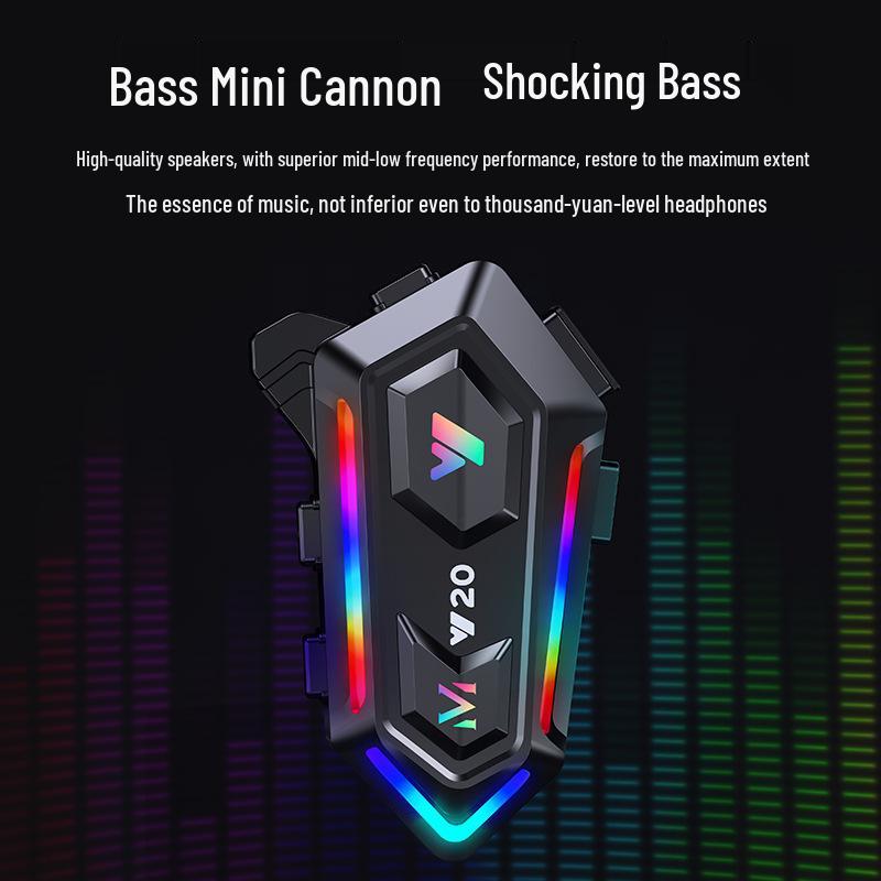 Водонепроницаемая Bluetooth-гарнитура для шлема Y20 с RGB-подсветкой и мощным басом