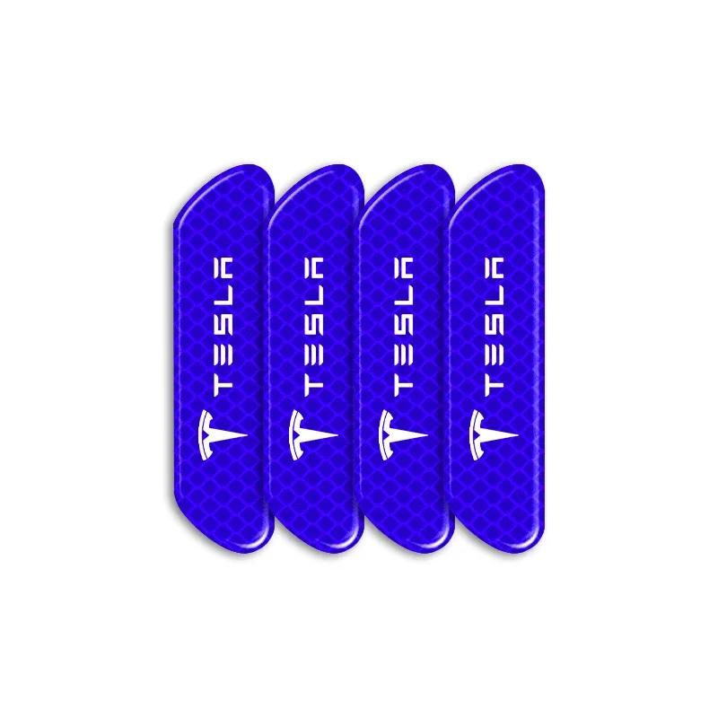 CROLJ1 4PCS Car Door Safety Warning Reflective Mark Sticker Car Sticker for Tesla Model 3 / Y X 2022 2021 Center Console Car Valve Cap