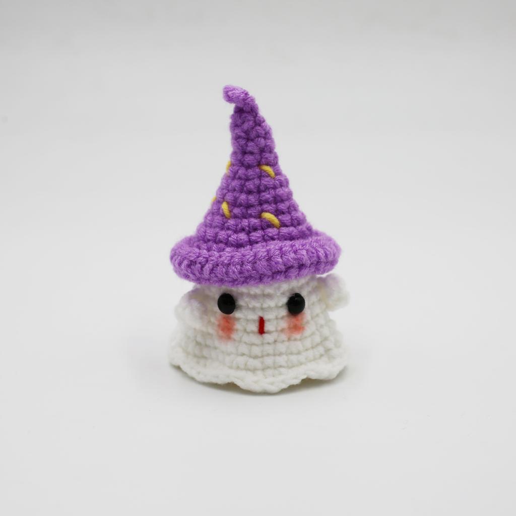Creative Crocheted Little Ghost Hand Woven Pendants Halloween Decoration Handmade Yarn Crochet Bag Key Pendant Gift Home Decor