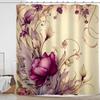 Purple Floral Shower Curtain Vintage Dark Purple Beige Flower Shower Curtains For Bathroom Boho Victorian Lilac Floral Bathroom