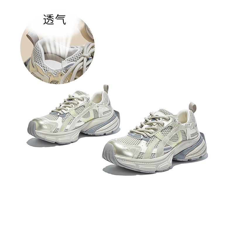 Впитывающие кроссовки на пленочной подошве в стиле 'dad shoes' весна 2026 толстая подошва увеличивающие рост беговые кроссовки повседневные спортивные кроссовки