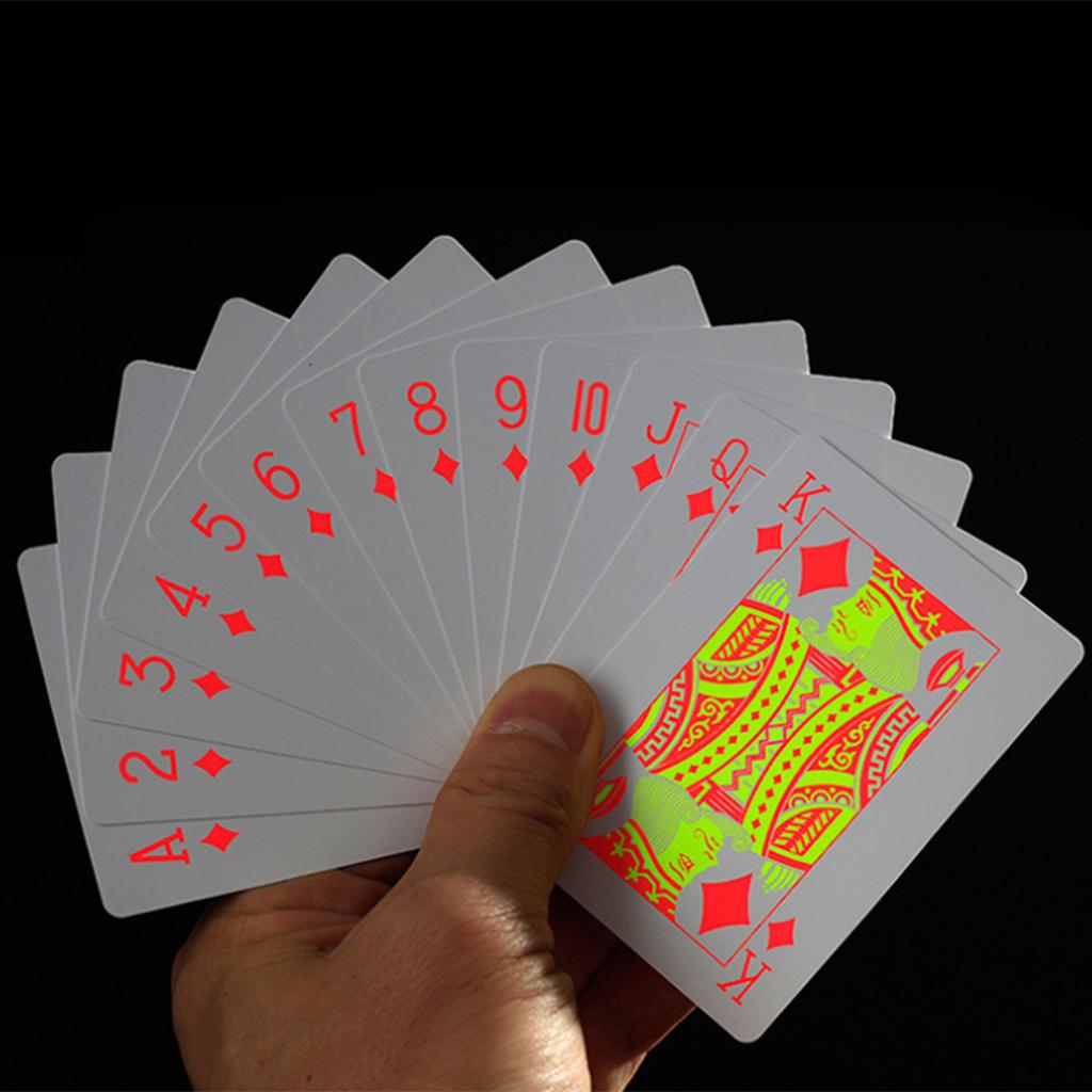 Fluorescent PVC Playing Cards Magic Waterproof Poker Glow In The Dark Bar Party KTV Plastic Professional Poker Cards