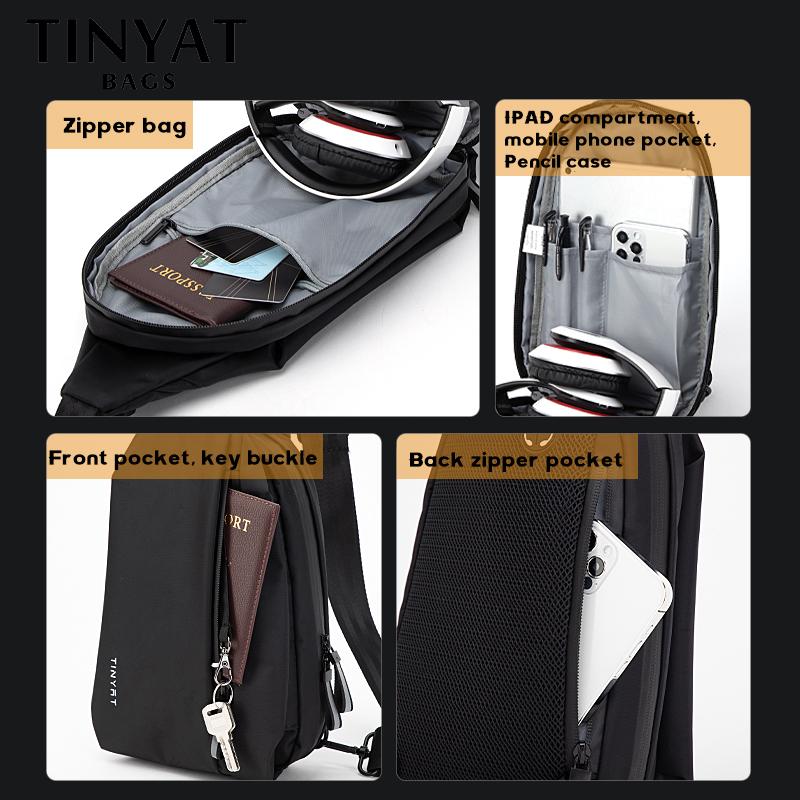 TINYAT Мужская нагрудная сумка Деловая дорожная сумка на плечо Спортивная мотоциклетная сумка Противоугонные сумки через плечо Сумка-мессенджер Посылка для воды