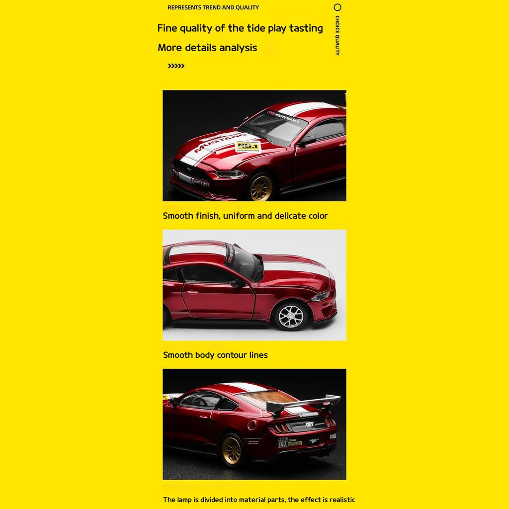 1/42 Scale Ford Mustang GT 2018 Assembled Version Super Racing Toy Car for Kids Toddler Boys Girls Gift Collection