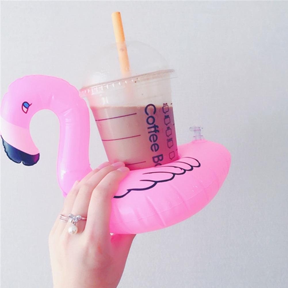 20-1PCS Flamingo Cup Holder Swimming Pool Water Float Inflatable Drink Cup for Pool Drinkware Tray Pink Bird Party Decoration
