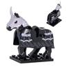 1pcs Medieval Horses Grey Bodies Blue Saddle Blankets White Horse Emblems Yellow Trims Building Block