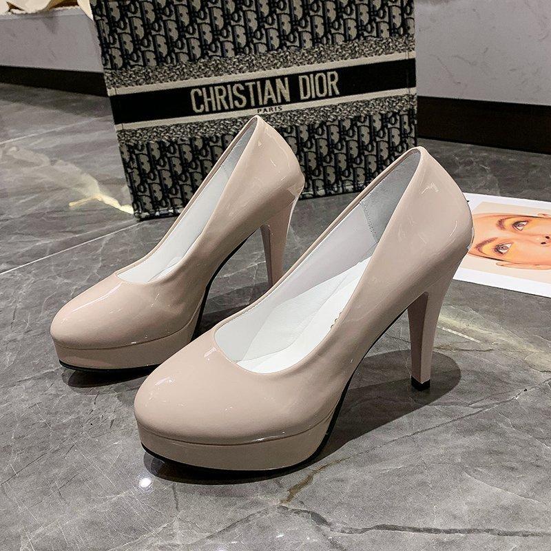 Большие размеры 13 14 15 Водонепроницаемые женские туфли на платформе с круглым носком и высоким каблуком, женские туфли-лодочки на толстом каблуке