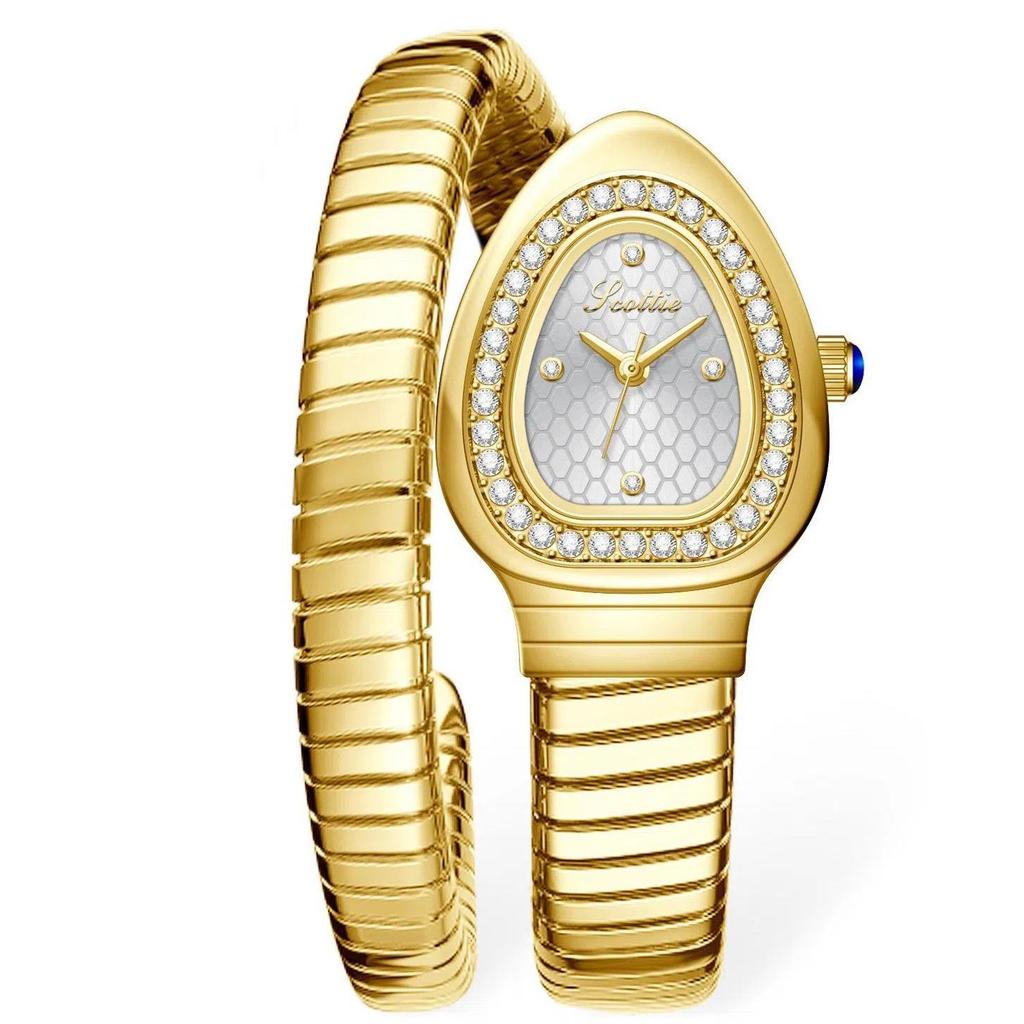 Luxury Fashion Women's Serpentine Bracelet Watch Unique Design Serpentine Elegant Dress Bracelet Women's Quartz Watch