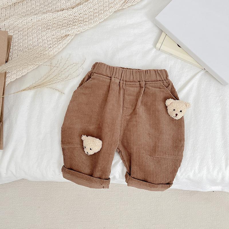 Wide Leg Trousers Cartoon Stereoscopic Bear Elastic Waist Baby Boys Girls