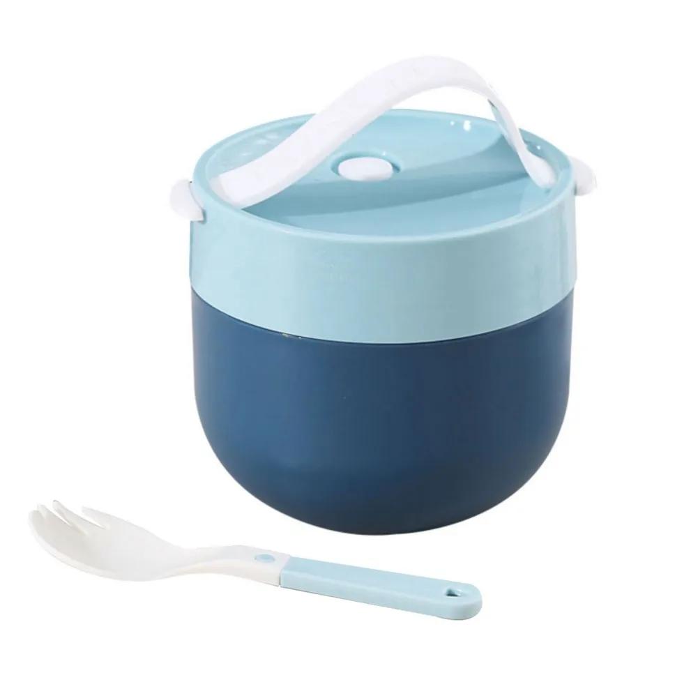 Portable Soup Cup Lunch Box Stainless Steel/Plastic Thermos Mug Food Container Thermal Cup Vacuum Bento Box With Spoon For Kids