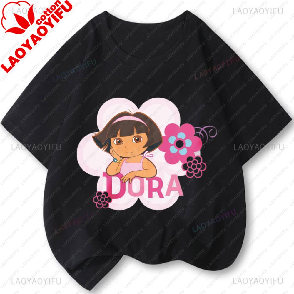 Dora The Explorer Classic Fashion Cute Tee Harajuku Retro Cartoon 90s TShirt Unisex T Shirt Personality Tops Street Y2k Clothes