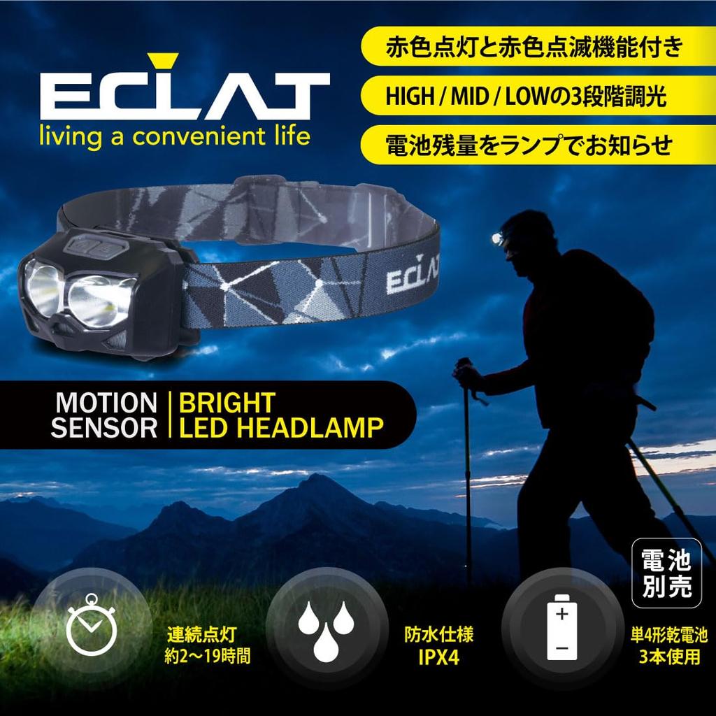 OHM Electric ECLAT 600 Lumens LED Headlight with Motion Sensor and Flashing Ideal for Outdoor Activities and Switch, White, Red, Red, Dimmable,