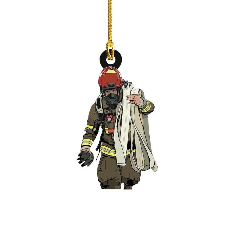 Акриловое подвесное украшение в винтажном стиле в виде пожарной машины для украшения рождественской елки