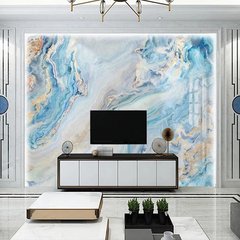 Any Size Mural Wallpaper Modern Blue Color Marble Fresco Living Room Tv Sofa Bedroom 3d Wallpaper