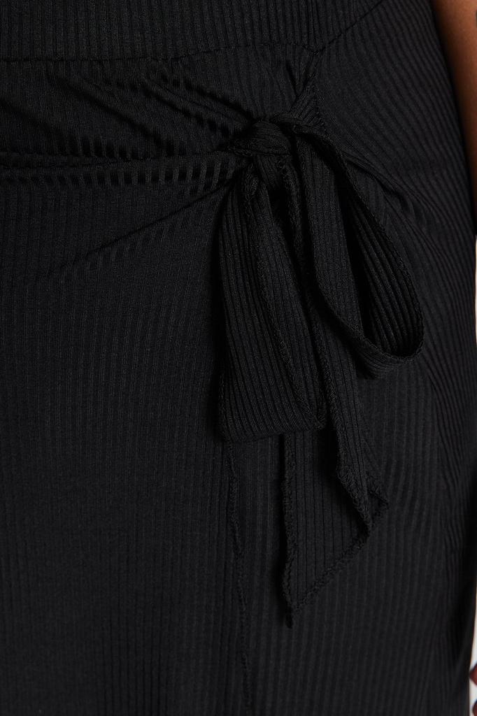 Women's Style Plus Size Black Wrap Side Tie Knitted Skirt