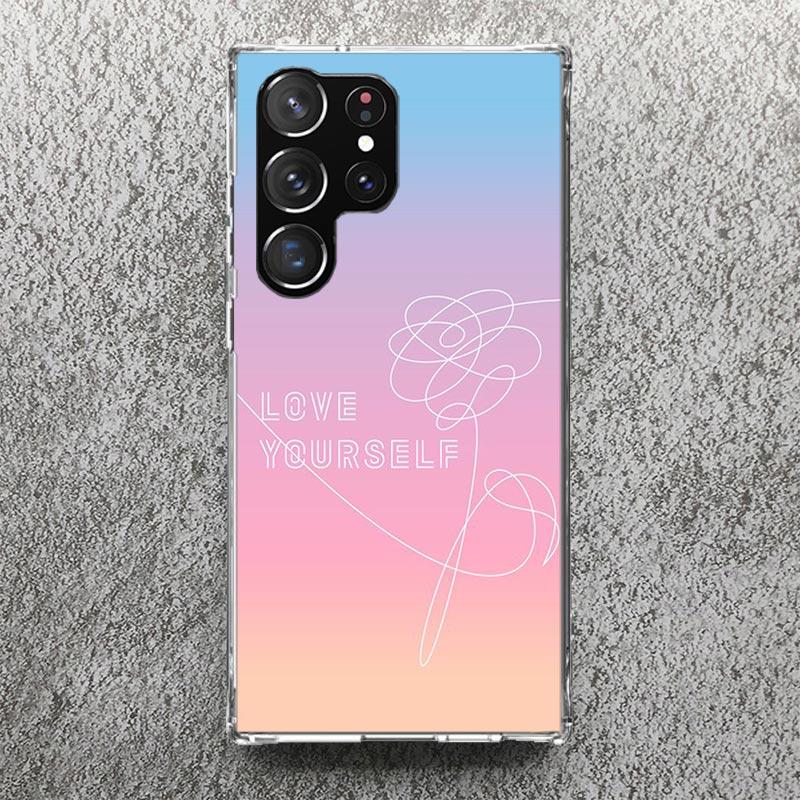Люби Себя Цветочное Сердце Линия Kpop Чехол Для Телефона Для Samsung Galaxy S25 S24 S23 Ultra S22 Plus S21 S20 FE S10 + S25Ultra S24U Sof