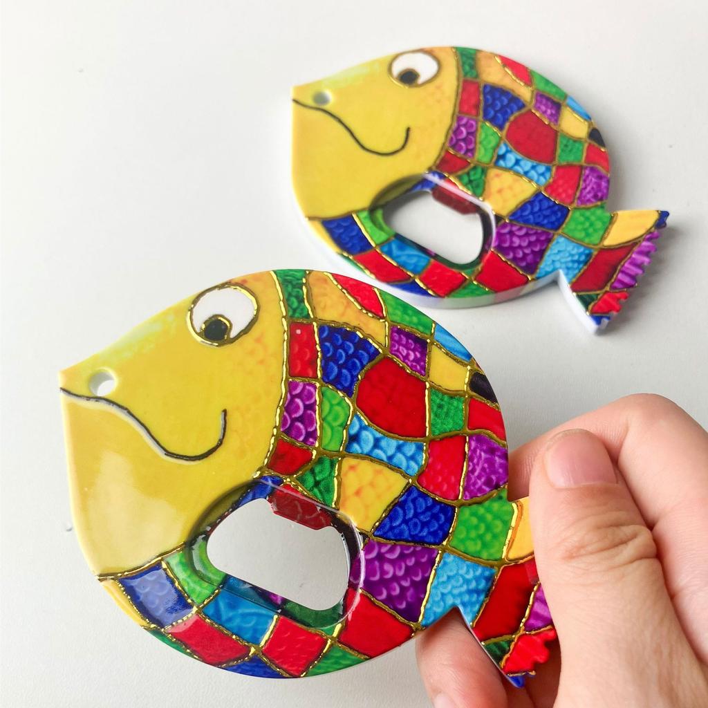 New Fat Head Fish Bottle Opener Refrigerator With Melamine Material Embossed Texture Hot Stamping Technology
