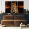Картина из трех частей, принт на холсте, леопардовый кот, сафари