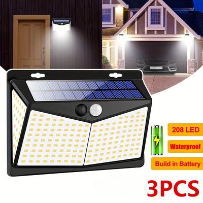 208LED уличный настенный светильник с датчиком движения, водонепроницаемый беспроводной охранный солнечный настенный светильник, 3 режима, садовая дорожка, дорожка
