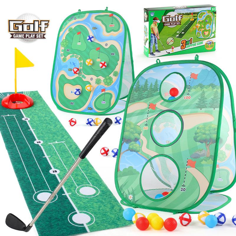3-в-1 Игровой коврик для гольфа, Набор для тренировки бросков и ударов, Портативный набор для тренировок по гольфу
