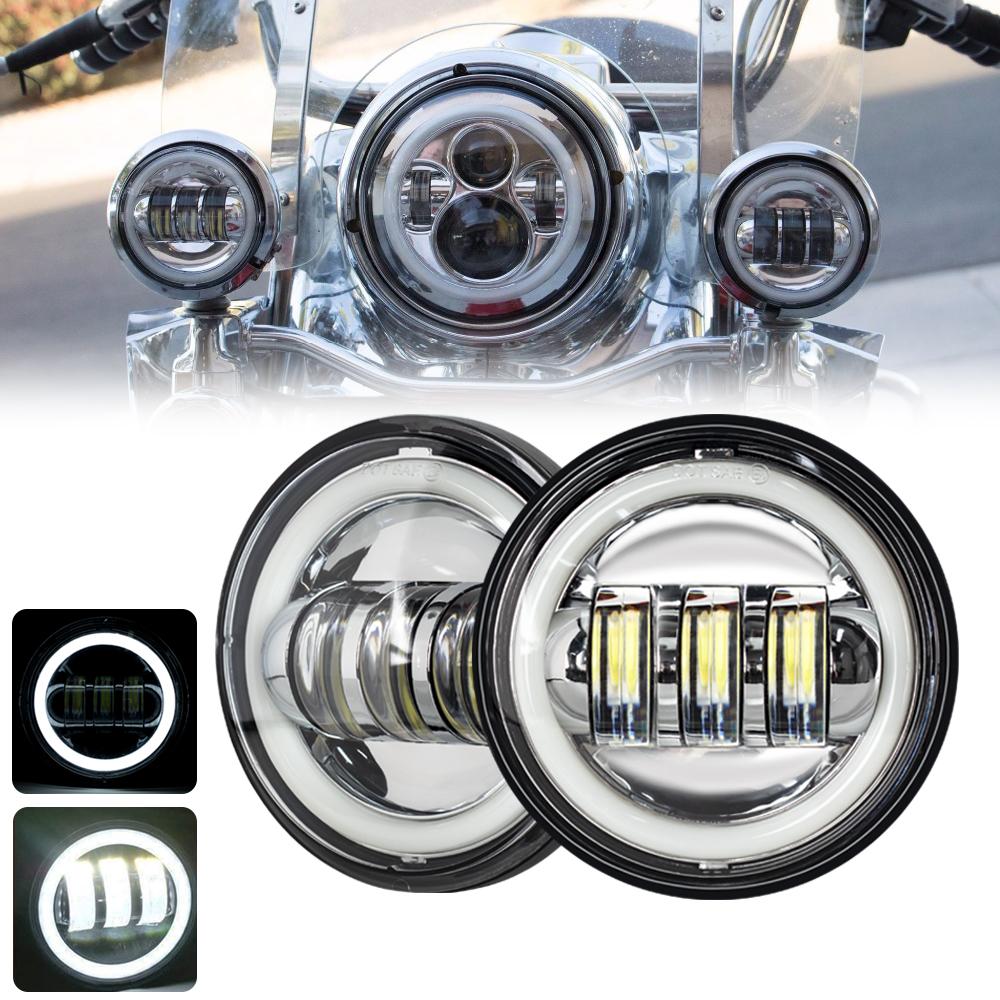 Motorcycle 2pcs 4.5 Inch Led Fog Light DRL Led Fog Halo Ring 30W Round Waterproof 4 1/2 Auxiliary Passing Lamp