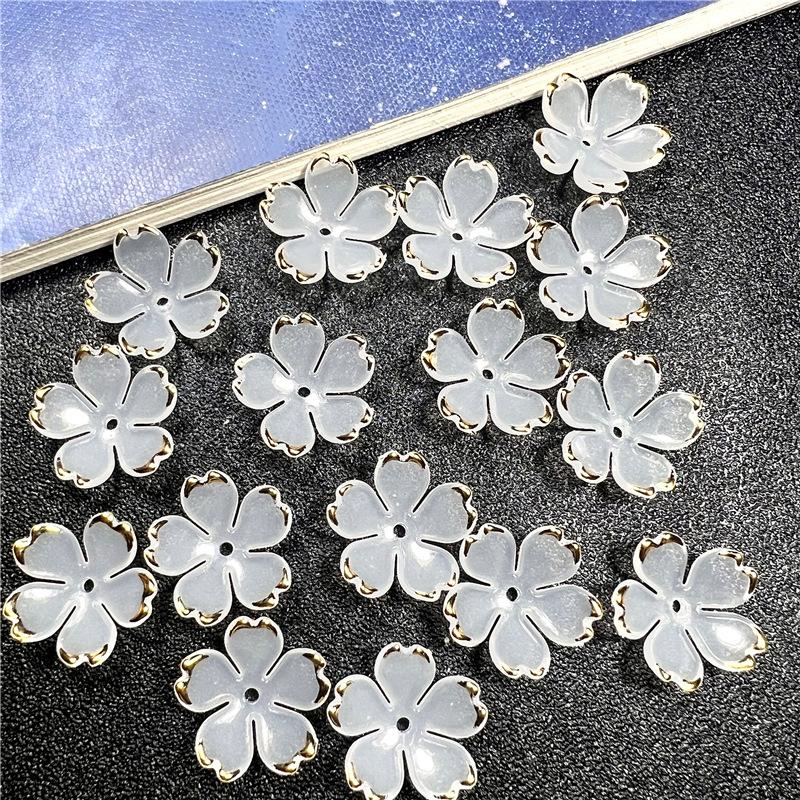 50Pcs New 19MM Acrylic Cherry Blossoms Flower Beads Petals Charm Connectors Diy Earrings Hair Jewelry Making Resin Acessories