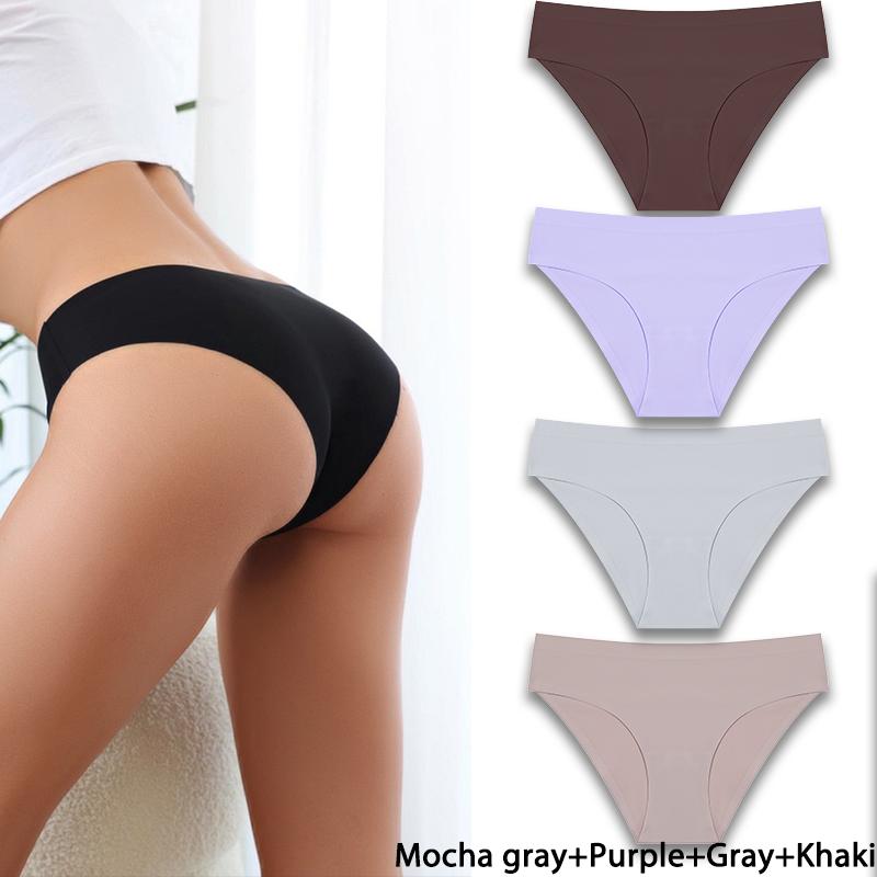 FINETOO 4 шт./компл. сексуальное женское нижнее белье с низкой талией бесшовное нижнее белье дышащие трусики-треугольники телесного цвета нижнее белье