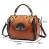 Johnature Retro Embossed First Layer Cow Leather Women Bag Handmade Floral Hasp Handbag Leisure Shoulder Messenger Bags