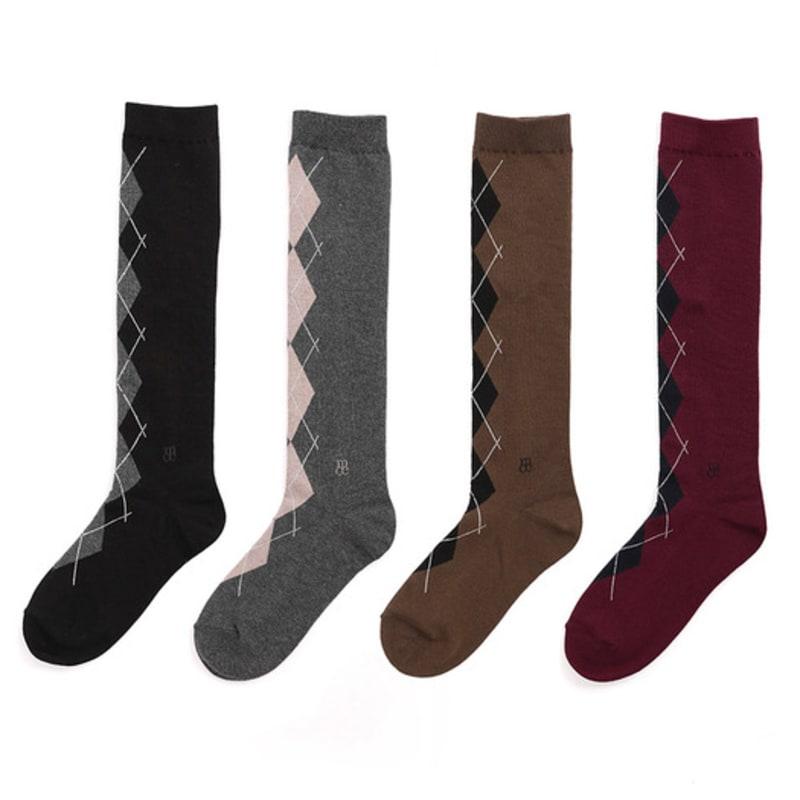MAC MOC Dynee Argyle Pattern Long Socks_Choose 2 Out of 4 Colors