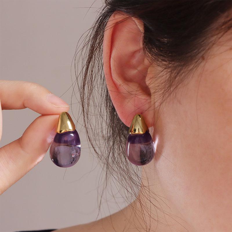 Винтажные прозрачные серьги-капли из кофейной смолы для женщин, модные темпераментные серьги-пусеты, женские, для вечеринок, на каждый день, ювелирный подарок